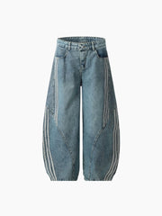 NEWGRMNTS Striped Barrel Denim Jeans