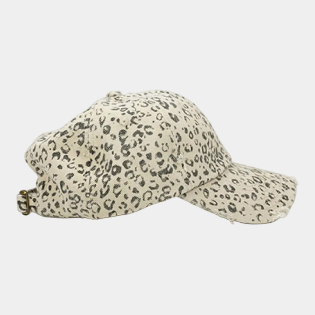 Vintage Leopard Print Distressed Baseball Cap