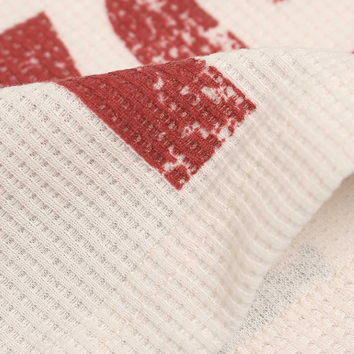 Waffle Knit Graphic Print Crewneck Sweatshirt