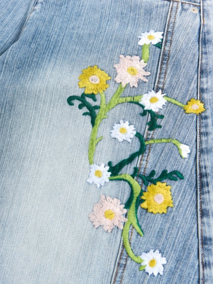NEWGRMNTS Baggy Washed Flower Denim Jeans