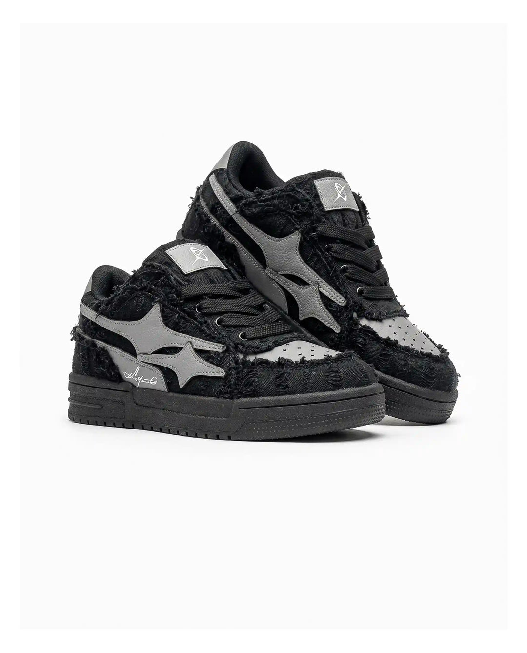 NEWGRMNTS Broken Denim Black Sneakers