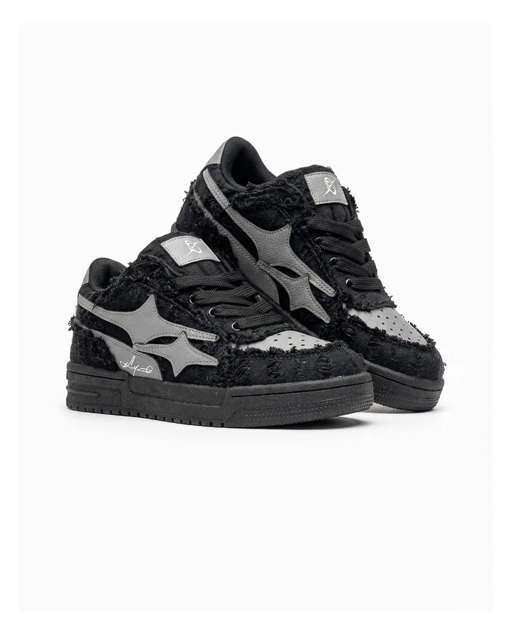 NEWGRMNTS Broken Denim Black Sneakers