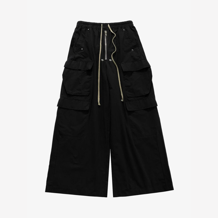 Woven Multi-Pocket Baggy Flared Pants