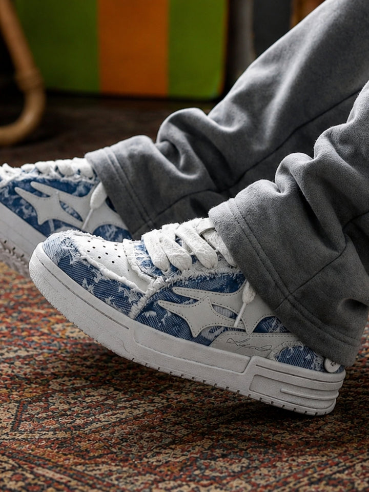 NEWGRMNTS Broken Denim Sneakers