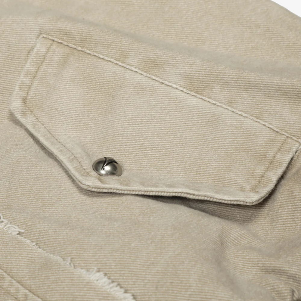 Retro Washed Fleece-lined Hooded Work Jacket