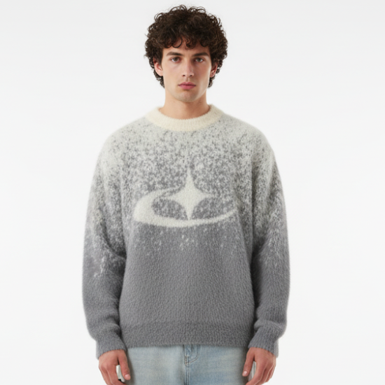Stellar Splash Knitted Sweater - Gray