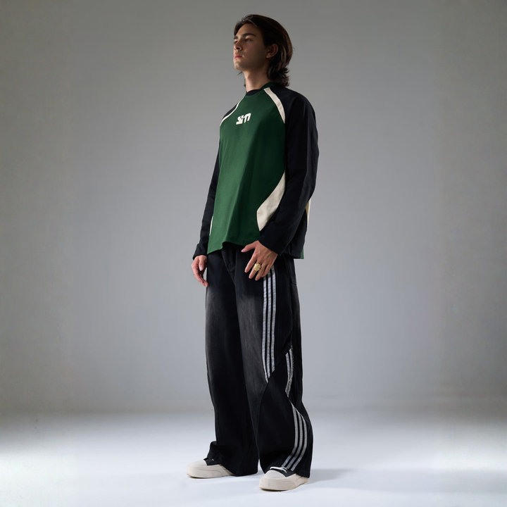 Denim Striped Barrel Jeans - Blue