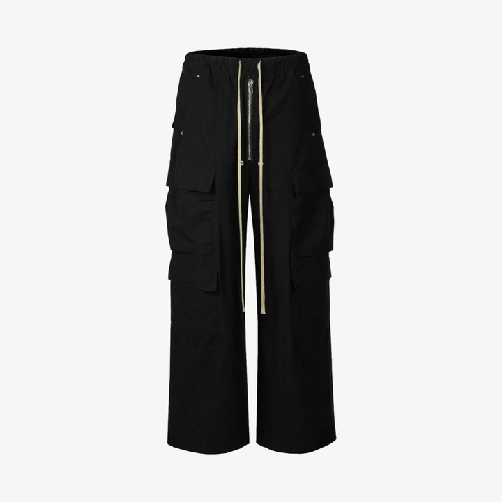 Woven Multi-Pocket Baggy Flared Pants