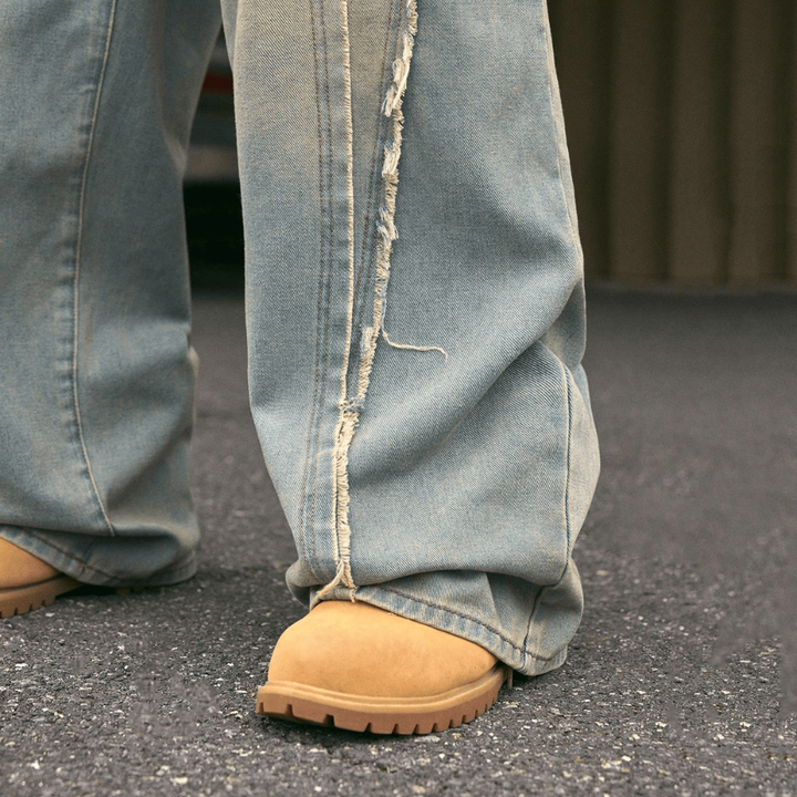 Flapped Washed Baggy Jeans