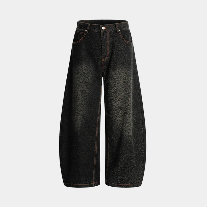 Denim Street Leopard Print Barrel Jeans