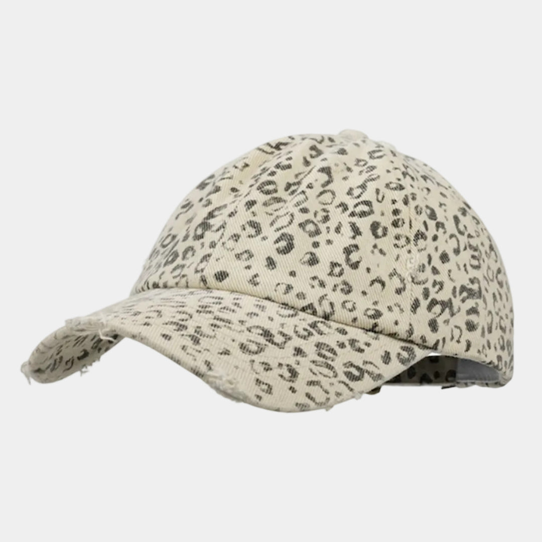 Vintage Leopard Print Distressed Baseball Cap