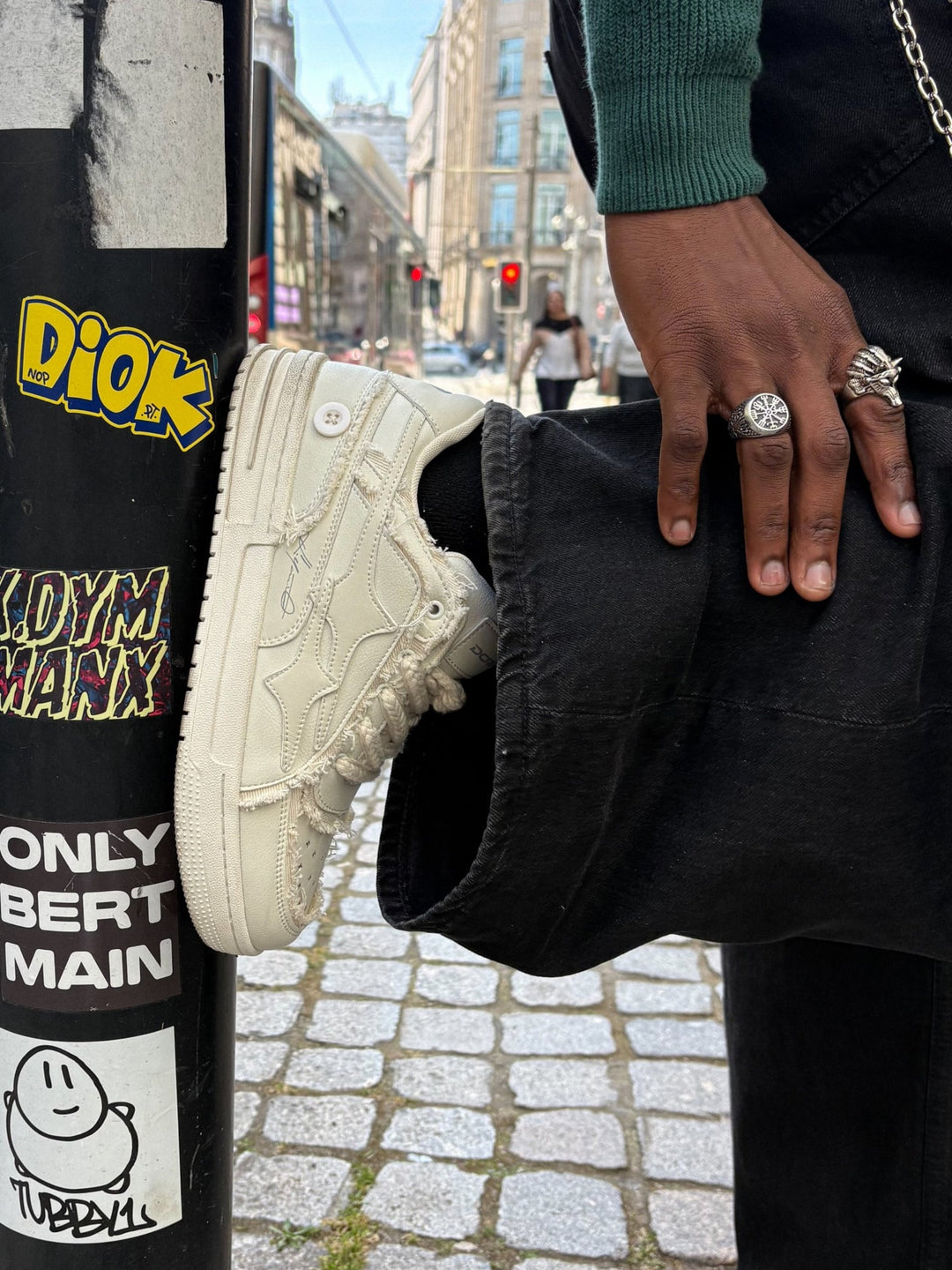 NEWGRMNTS Broken Denim Sneakers