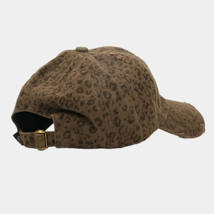 Vintage Leopard Print Distressed Baseball Cap