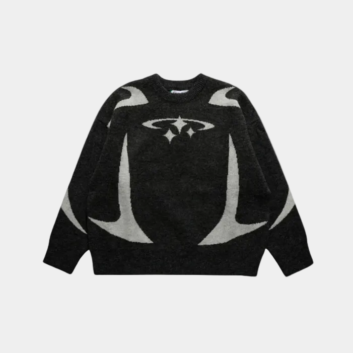 Y2K Stars Knitted Sweater - White