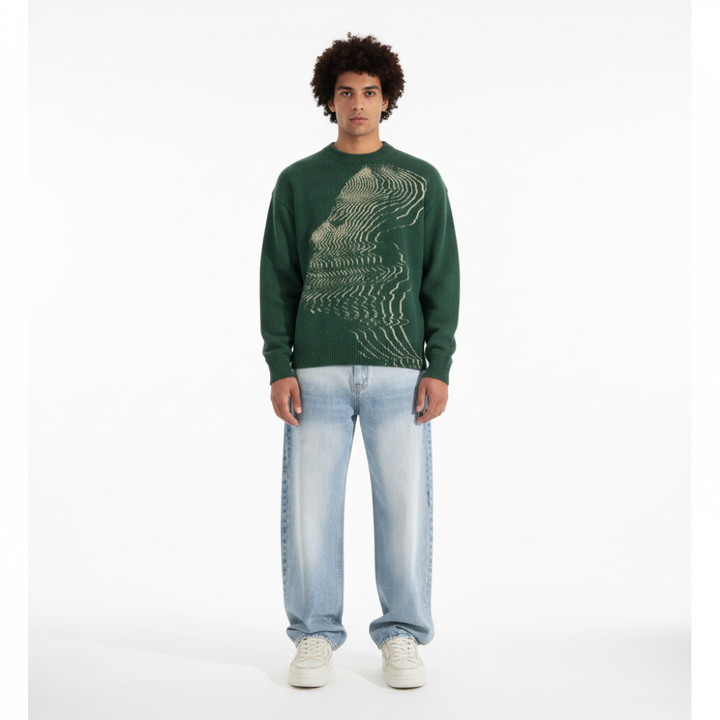 Oversized Washed Blue Jeans - Blue