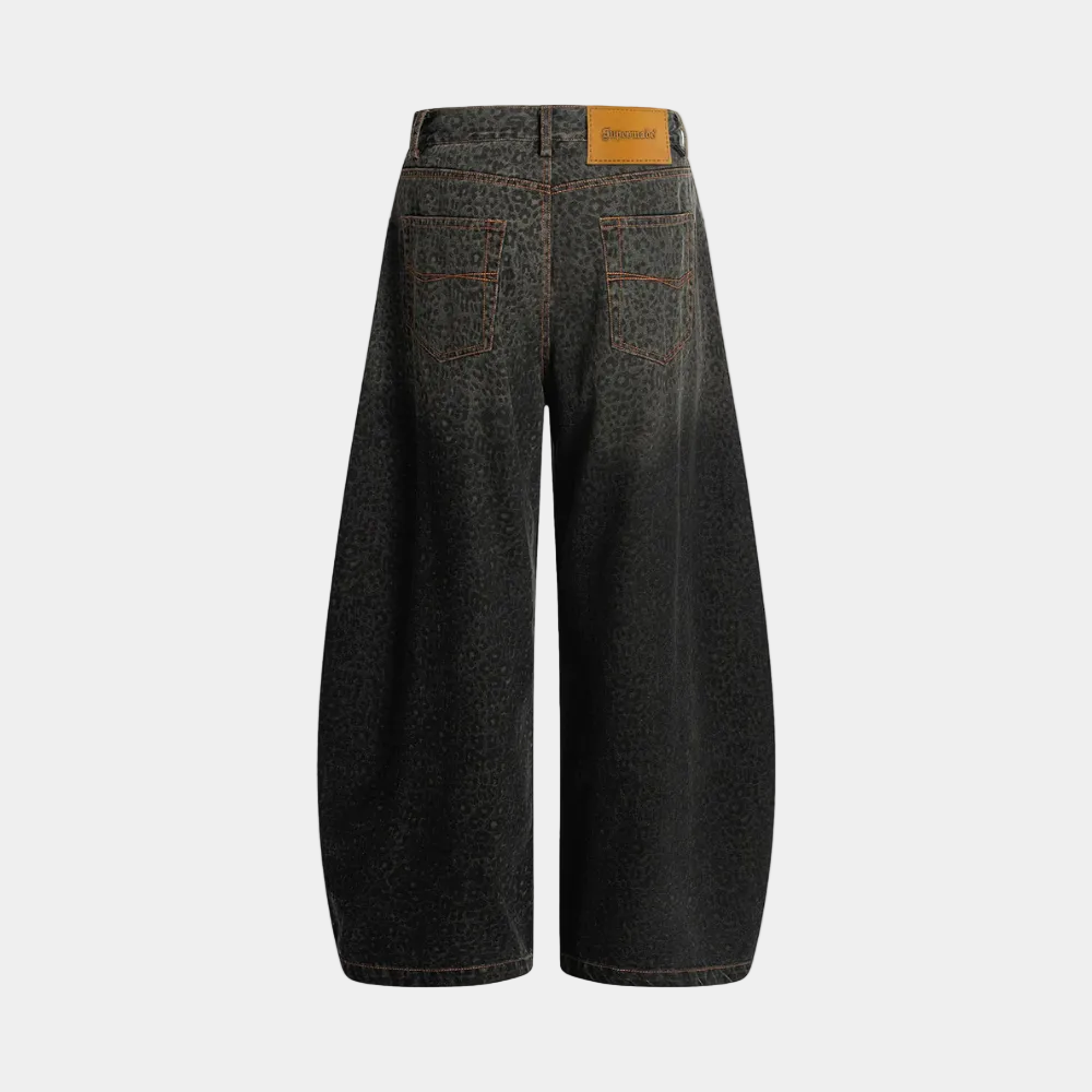 Denim Street Leopard Print Barrel Jeans
