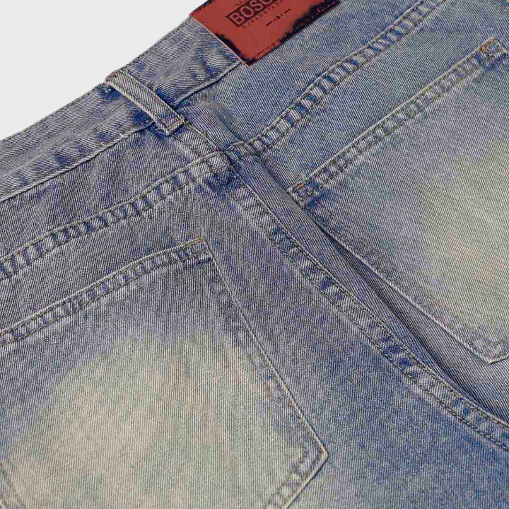 Washed Distressed Baggy Jeans