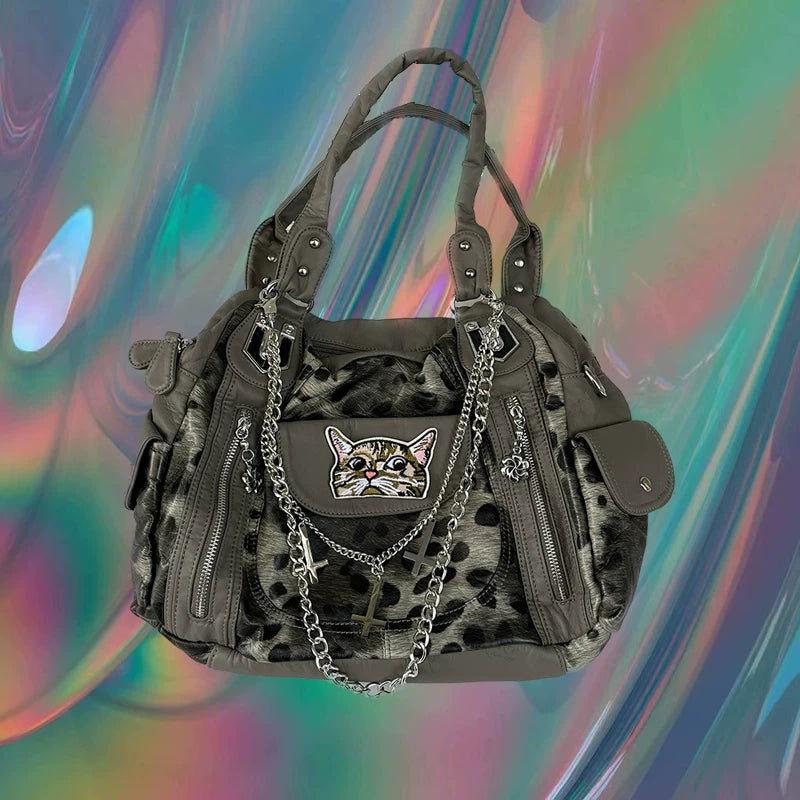 Leopard Tie-Dye Slouch Bag