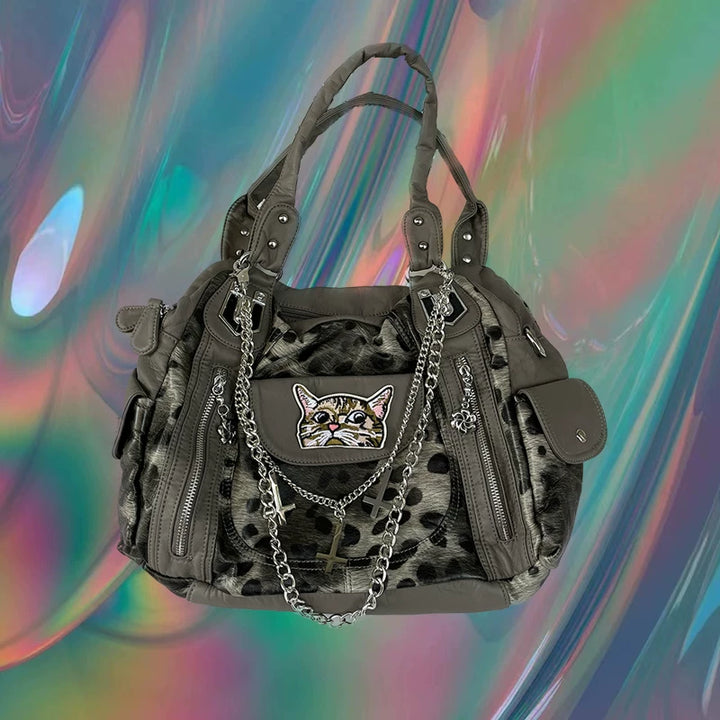 Leopard Tie-Dye Slouch Bag
