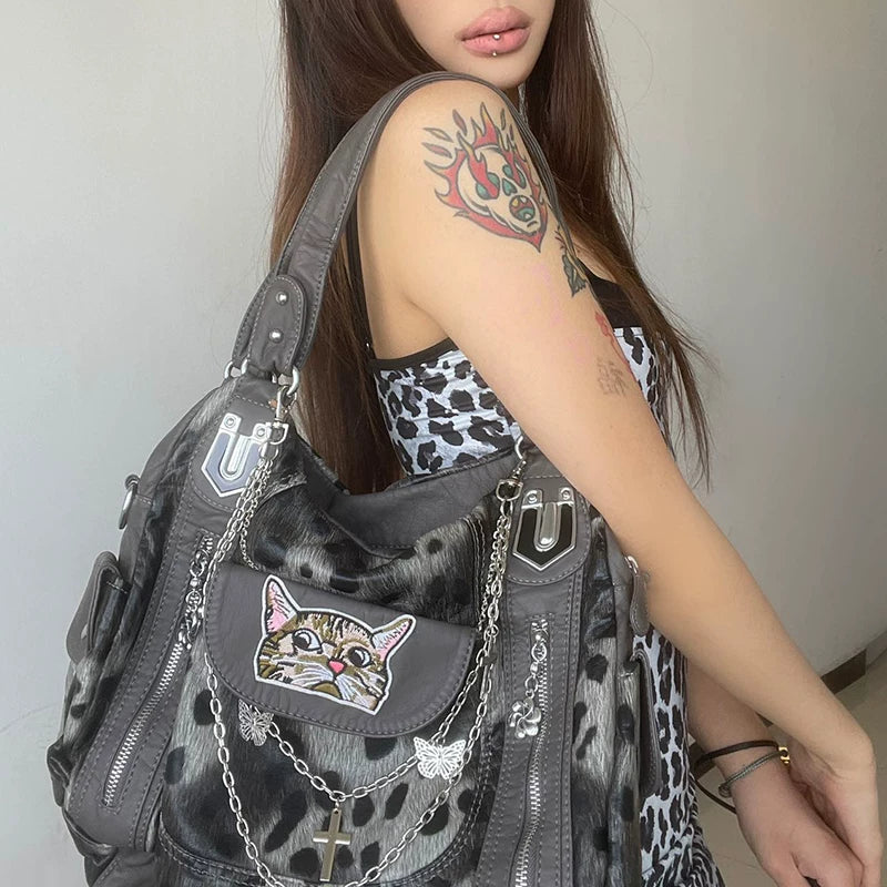 Leopard Tie-Dye Slouch Bag