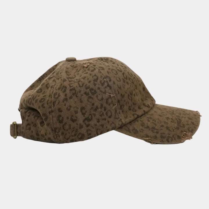 Vintage Leopard Print Distressed Baseball Cap