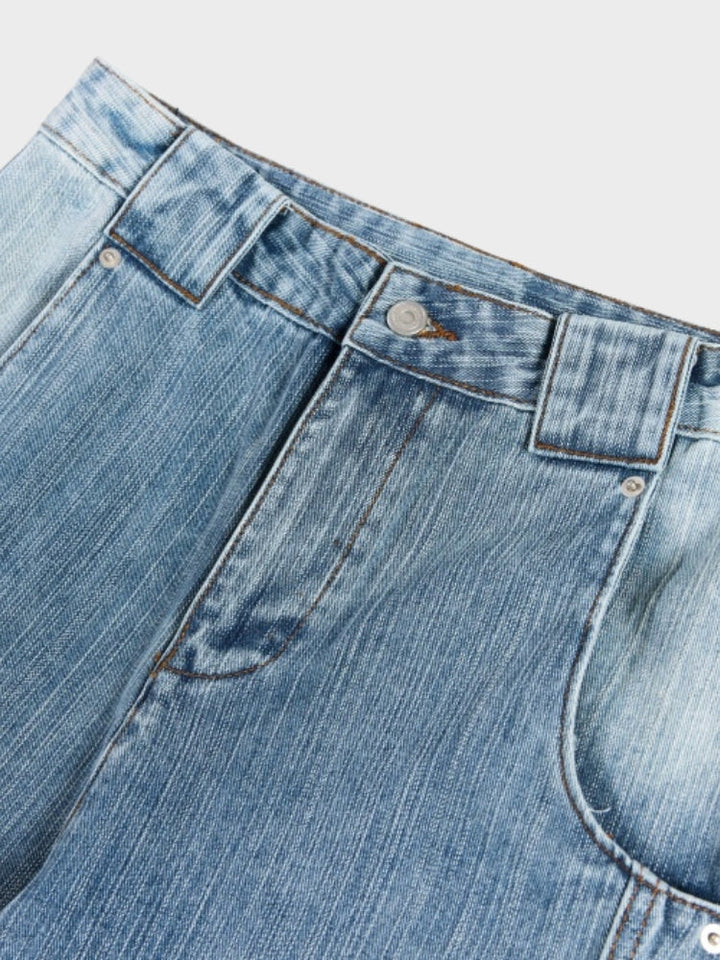 NEWGRMNTS Baggy Washed Flower Denim Jeans