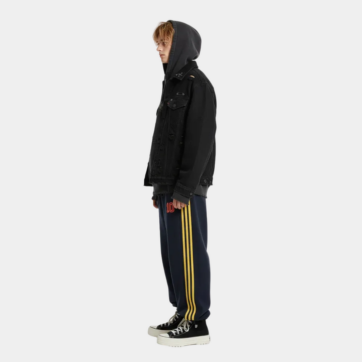 Fleece Vintage Side Stripe Drape Paratrooper Machete Wide Leg Pants