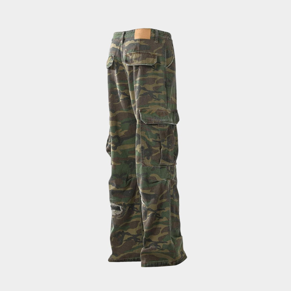 Ripped Camouflage Cargo Pants