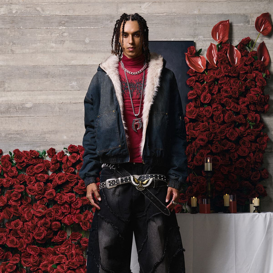 Cotton Washed Fur Hooded Jacket - 2265