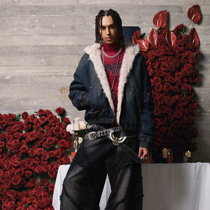 Cotton Washed Fur Hooded Jacket - 2265