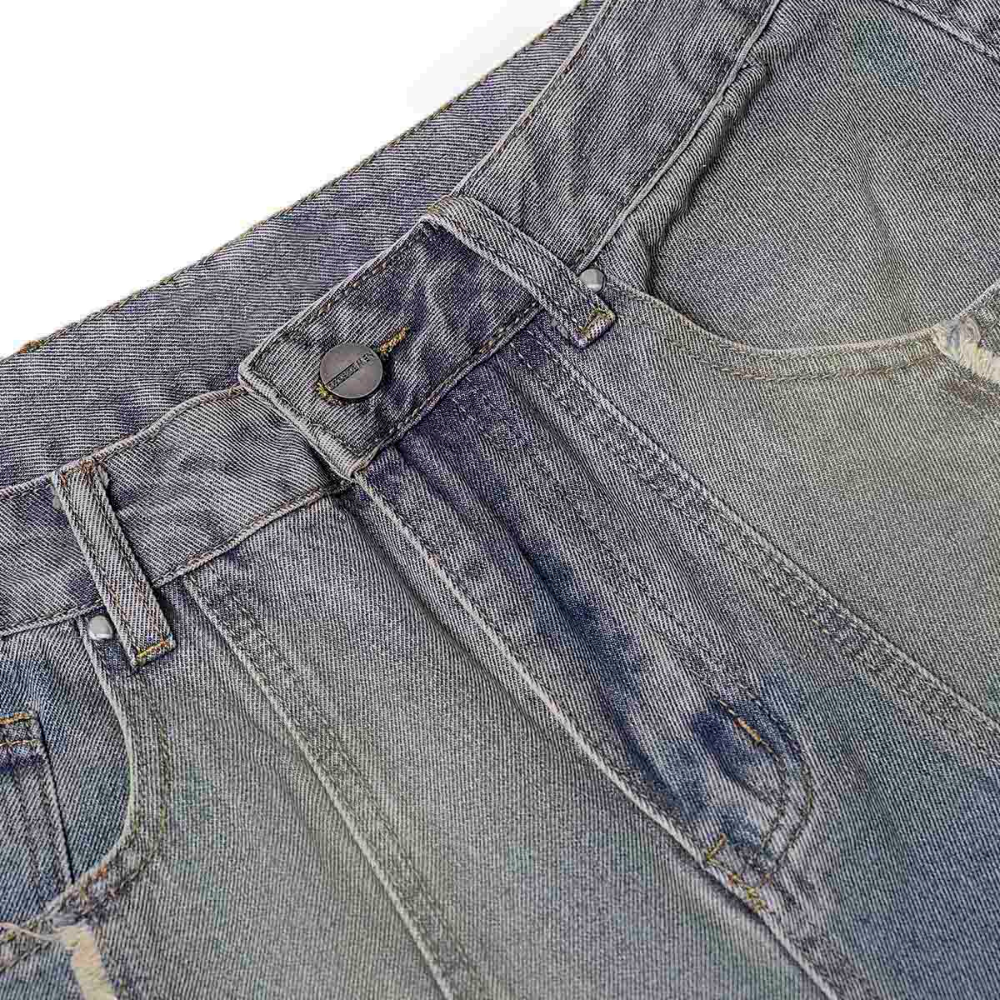 Washed Distressed Baggy Jeans