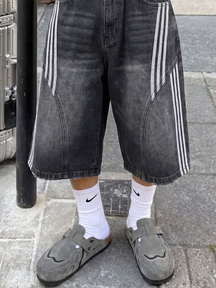 NEWGRMNTS Striped Barrel Denim Jorts