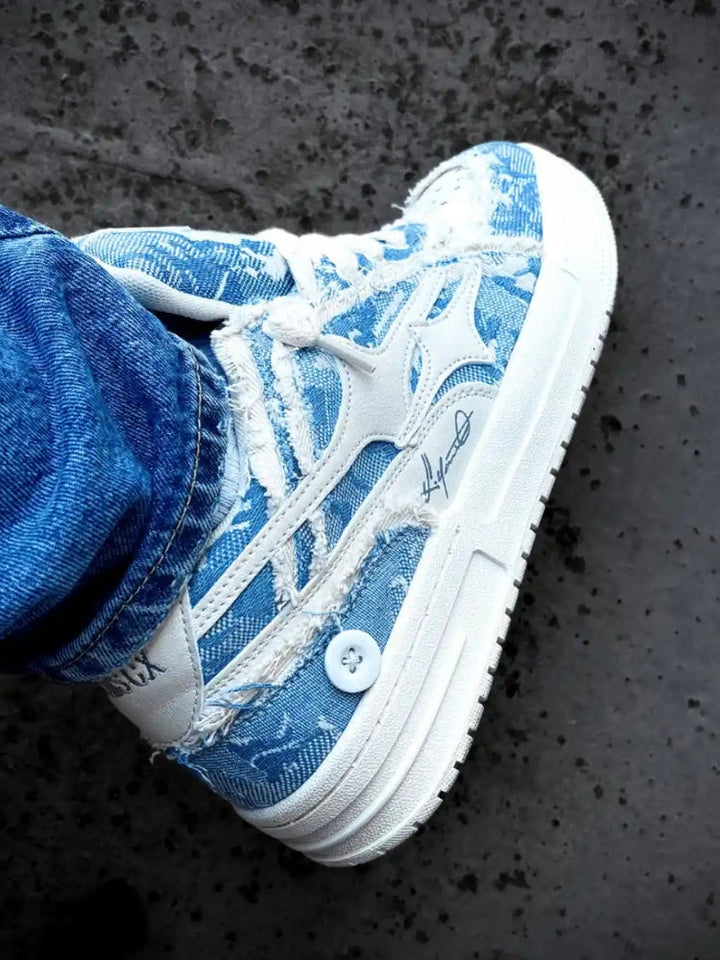 NEWGRMNTS Broken Denim Sneakers