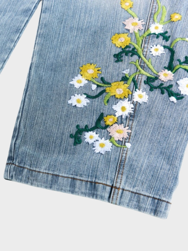 NEWGRMNTS Baggy Washed Flower Denim Jeans