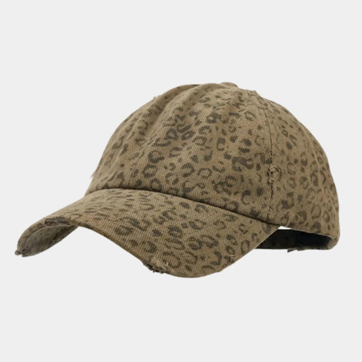 Vintage Leopard Print Distressed Baseball Cap