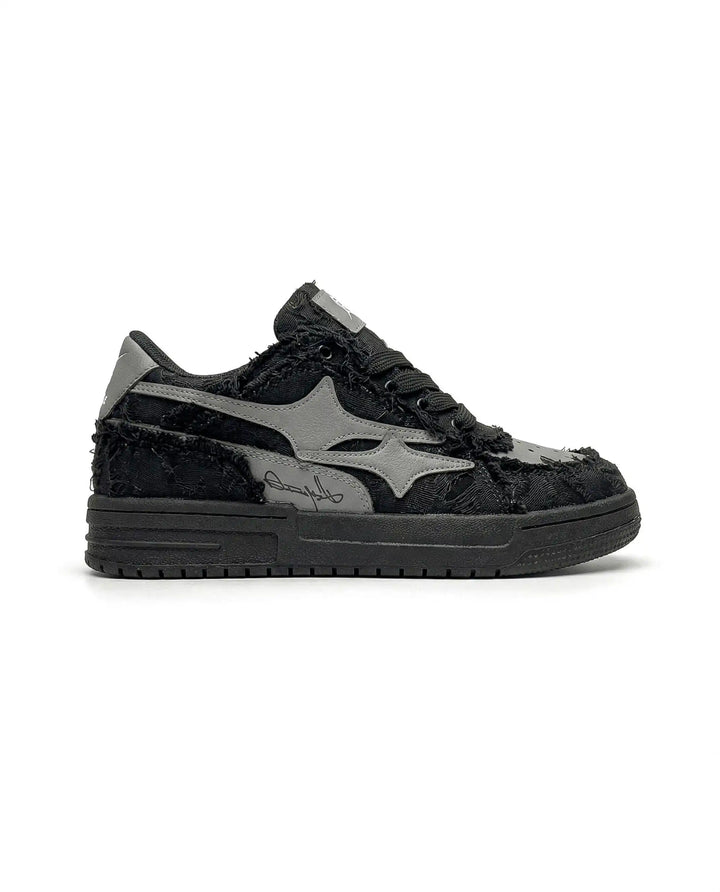 NEWGRMNTS Broken Denim Black Sneakers
