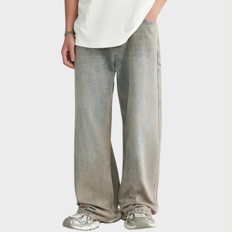 Baggy Denim Jeans - Light Grey