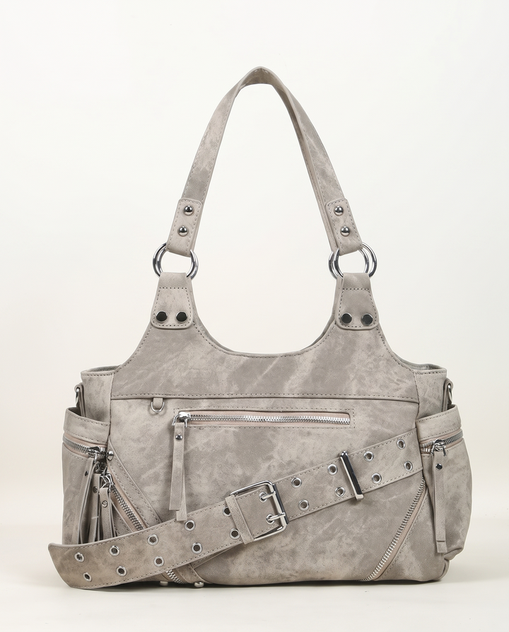 Washed Denim Shoulder Bag