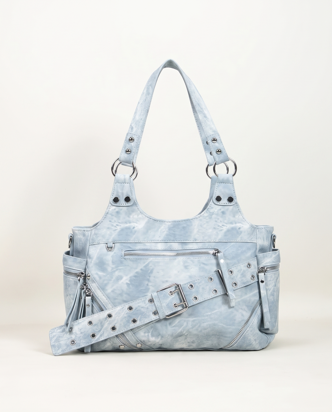 Washed Denim Shoulder Bag