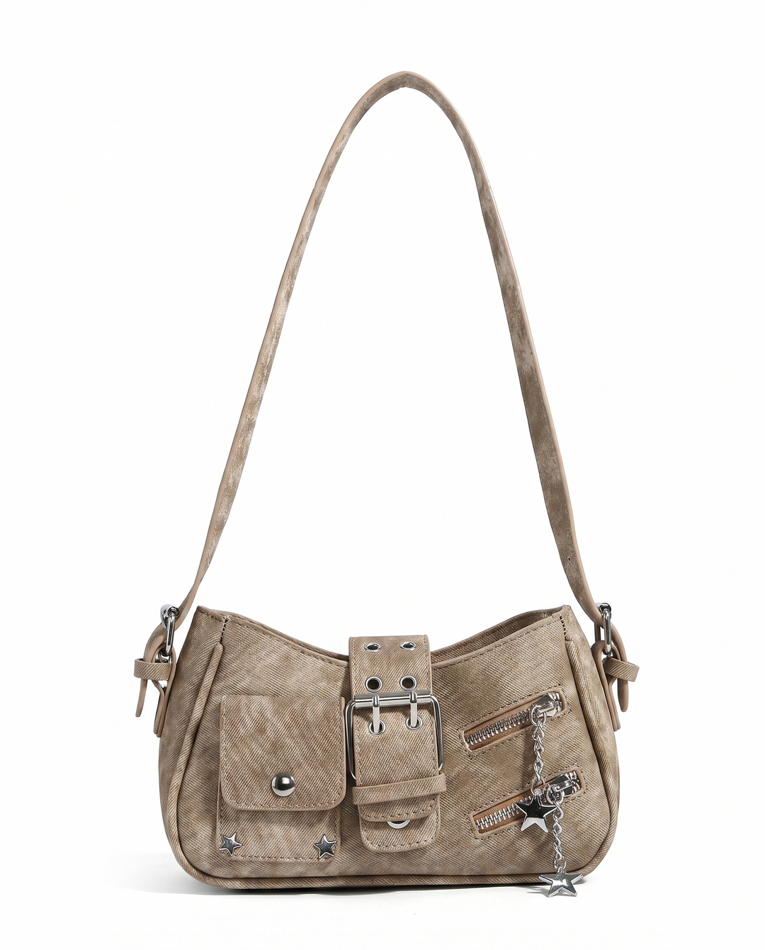 Denim Moto Crossbody Bag