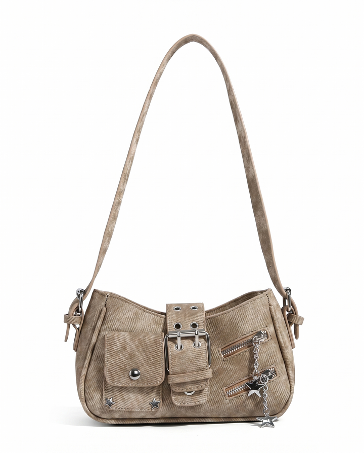 Denim Moto Crossbody Bag