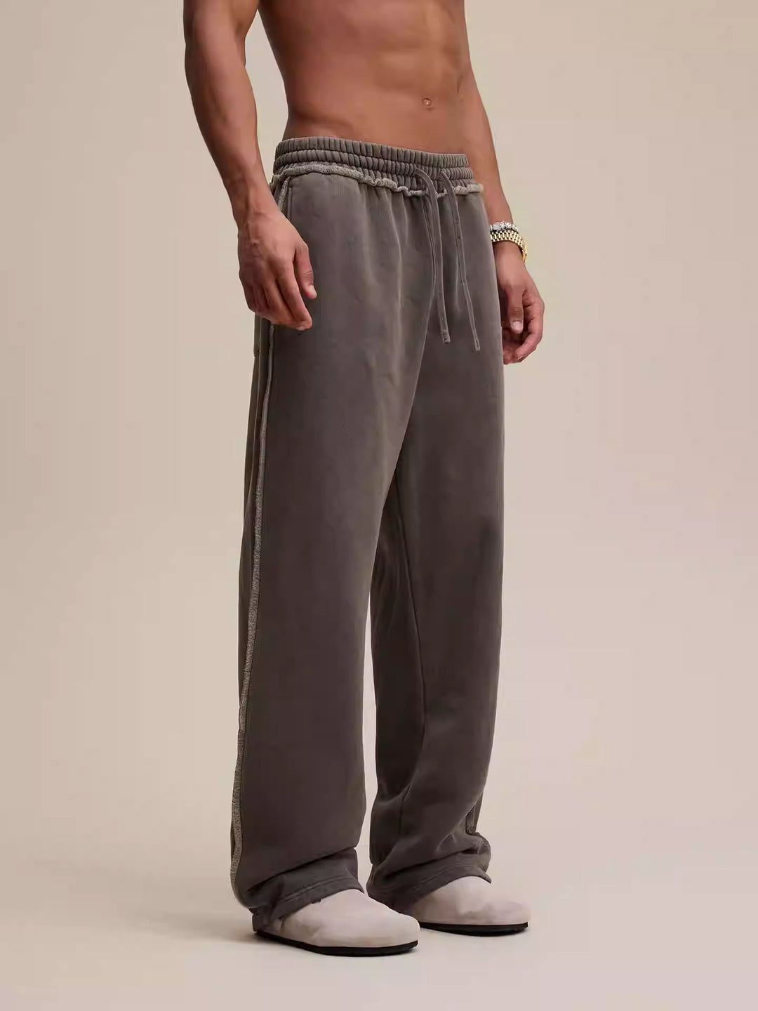 'Rigged' Heavyweight Baggy Pants - Light Grey