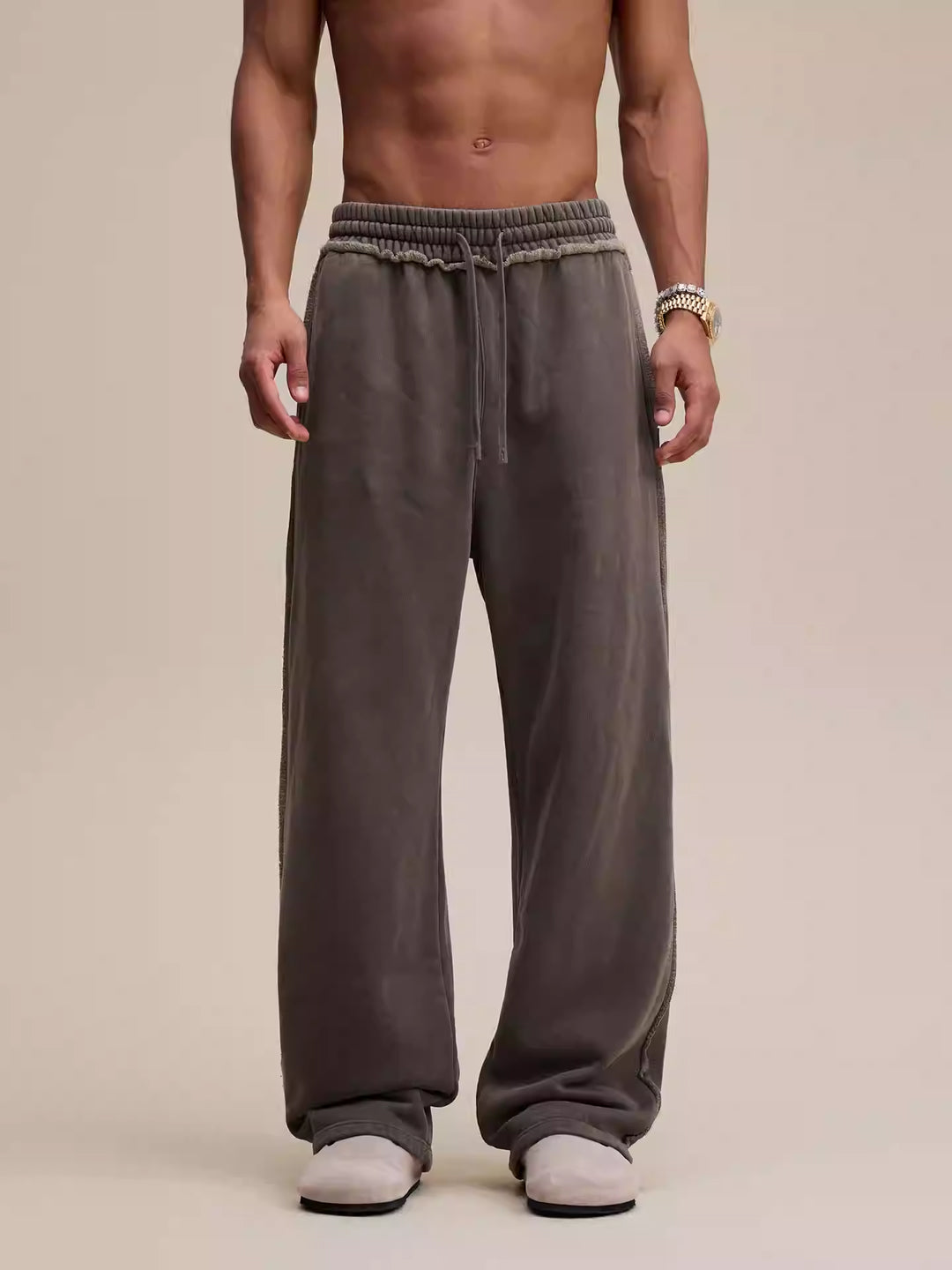 'Rigged' Heavyweight Baggy Pants - Light Grey