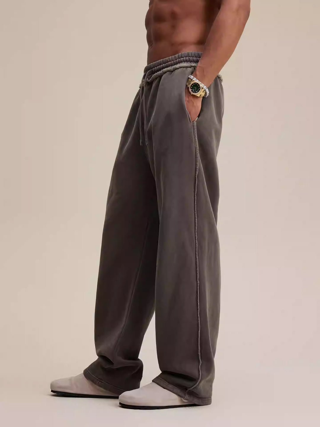 'Rigged' Heavyweight Baggy Pants - Light Grey