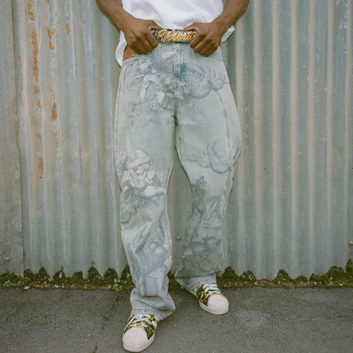 Cupid Graphic Baggy Jeans