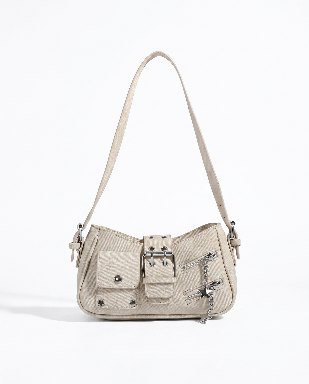 Denim Moto Crossbody Bag