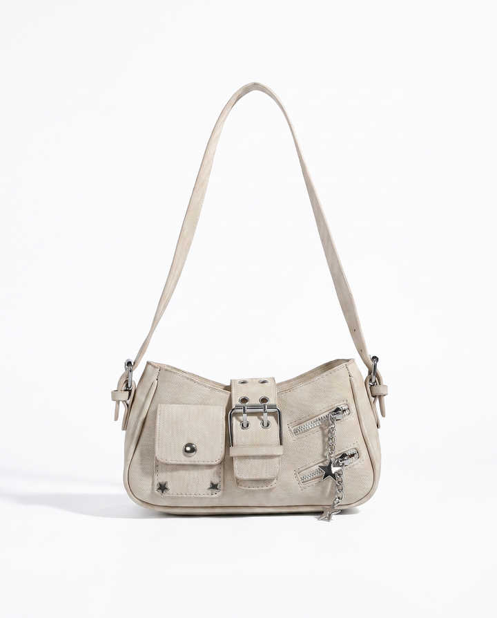 Denim Moto Crossbody Bag