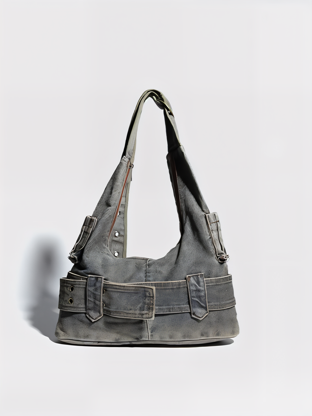 Washed Denim Buckle Bag