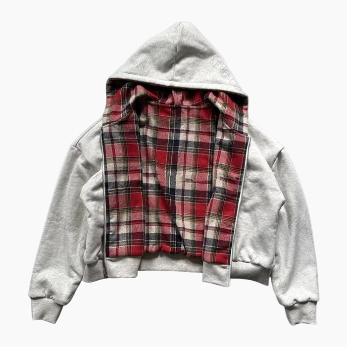 Checkered Inside Out Zipper - Gray