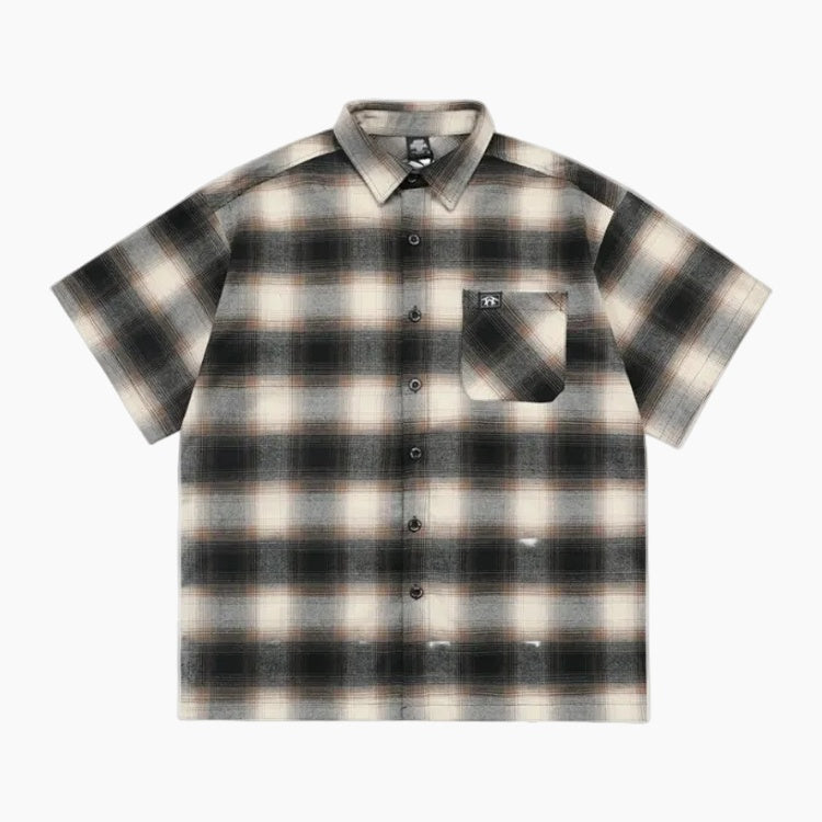 'Smoke' Graphic Button-Up Shirt - Black